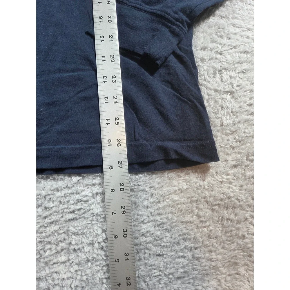 George Mens Long Sleeve Crewneck T-Shirt Navy Blue Size Large Cotton Tee - Picture 3 of 6